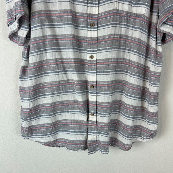 Rails Carson Linen Blend Shirt Mens XXL Gray Striped Button Up Short Sleeve - Picture 3 of 14